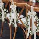 Mindsoft 12 Pcs Ivory Bows Wedding Aisle Decorations 3.94 x 11.8 inch Satin Bows for Chairs Decorative with Nylon Self-Adhesive Tape for Pew Back Elegant Ribbons for Wedding Background Aisle Decor