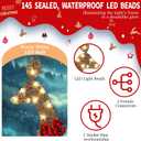 48 Inch 2.5D Gold Lighted Christmas Deer Decorations 3-Piece Outdoor Holiday Decorations Reindeer Set with 145 Warm White LEDs, Large Yard Display for Garden, Storefront