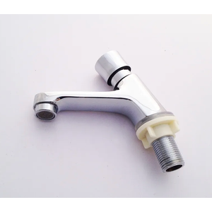 High Quality Public Lavatory Bathroom Push Self Closing Saving Water Delay Action Sink Tap Faucet Chrome Finish