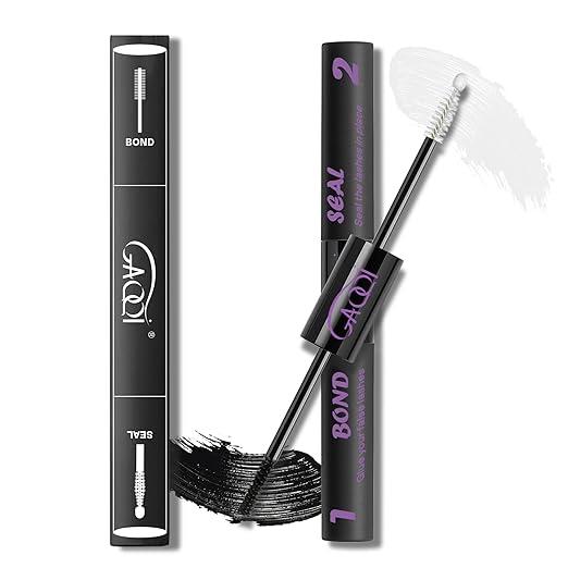 GAQQI Lash Cluster Glue, Lash Bond and Seal Waterproof, Bond & Seal Eyelash Glue for Clusters, Eyelash Adhesive Black LongLasting 72H, LatexFree（5ml+5ml）