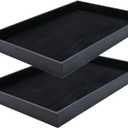 Black Velvet Stackable Jewelry Tray Showcase Display Stackable Necklace Bracelet Ring Showcase Display Empty Plate (2 Pack)