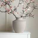 Farmhouse Ceramic Vase for Living Room Bedroom Antique White 7.45'' Flower Bouquet Vase for Fake Plant Home Decor Office Fireplace Centerpieces Rustic Retro Vintage Modern Gift Decoration