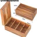 Neando 3x5 Index Card Organizer Box with Lid Acacia Wood Note Card Holder with 200 Cards & 20 Dividers, Holds 600 Cards, 4 Compartments, Magnetic Closure Desktop Storage for Study, Office, Recipes