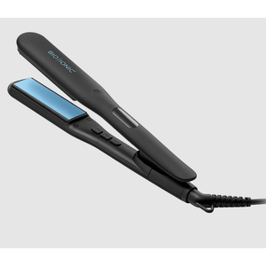 BIO IONIC Onepass Styling Flat Iron with NanoIonic & Moisturizing Heat Technology, Hydrated and Frizz-Free Hair, Ceramic Hair Straightener with Silicone Strip for Gentle OnePass Styling (1 inch, Black)