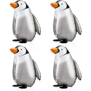 6 Pieces Walking Penguin Balloons Penguin Foil Pet Walking Animal Helium Balloons for Baby Shower Birthday Party Decoration Supplies