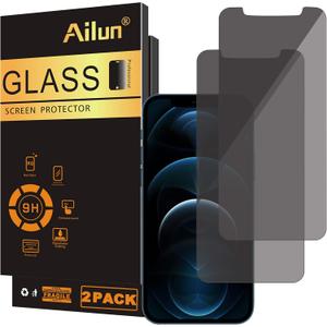 Ailun Privacy Screen Protector for iPhone 12 Pro Max 2020 [6.7 Inch] 2Pack Anti Spy Private Case Friendly Tempered Glass [2 Pack]