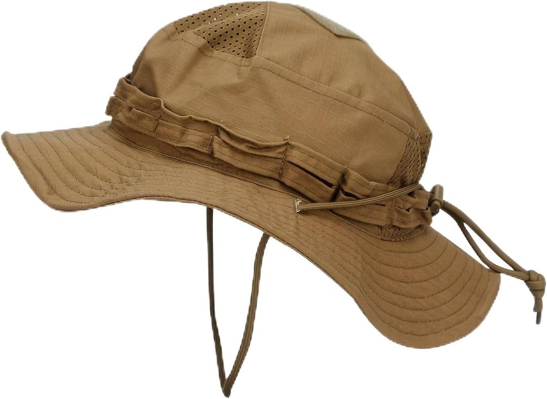 Sun Hat Breathable Boonie Hats for Men Women Fishing Safari Bucket Hat Cap Hunting Outdoor Hiking Camping (Brown)