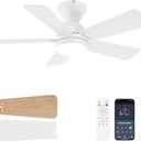 Ceiling Fans with Lights, 36 Inch Low Profile Ceiling Fan with Light and Remote Control, Flush Mount, Reversible, 3CCT, Dimmable LED, Quiet, White Ceiling Fan for Bedroom, Kitchen, Office