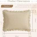 KKJIAF 2 Pcs Plaid Ruffle Pillow Case Standard Size, Ruffled Gingham Cotton Pillowcases 20x26 Inch, Linen Feel Plaid Bed Pillow Shams with Envelope Closure for Bed Sofa (Taupe)