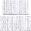 FRESHMINT Anti Fatigue Kitchen Mats for Floor 2 Piece Set, Waterproof & Non-Skid Boho Kitchen Rugs, Cushioned Kitchen Mat for Standing Washable Comfort Desk Kitchen Runners, 17x30+17x47 (Stone Gray)