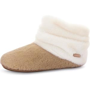 ULTRAIDEAS Women's Memory Foam House Shoes with Fuzzy Collar, Fur Lined Warm Bootie Slippers with Non Slip Sole for Indoor (7, Cappuccino)