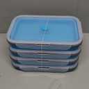 Extra Large Collapsible Food Storage Containers with Lid & Air Vent, 58 oz, 4 Pack, XL Collapsible Marinade Container with Lid Foldable Silicone Containers, Microwave Freezer Dishwasher Safe, Blue