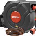 Upgraded Retractable Garden Hose 5/8 in x 90 ft Heavy Duty Wall-Mounted Hose Reel 180Swivel Automatic Slow Return Any Length Lock 9 Pattern Nozzle UV Resistant (Black)