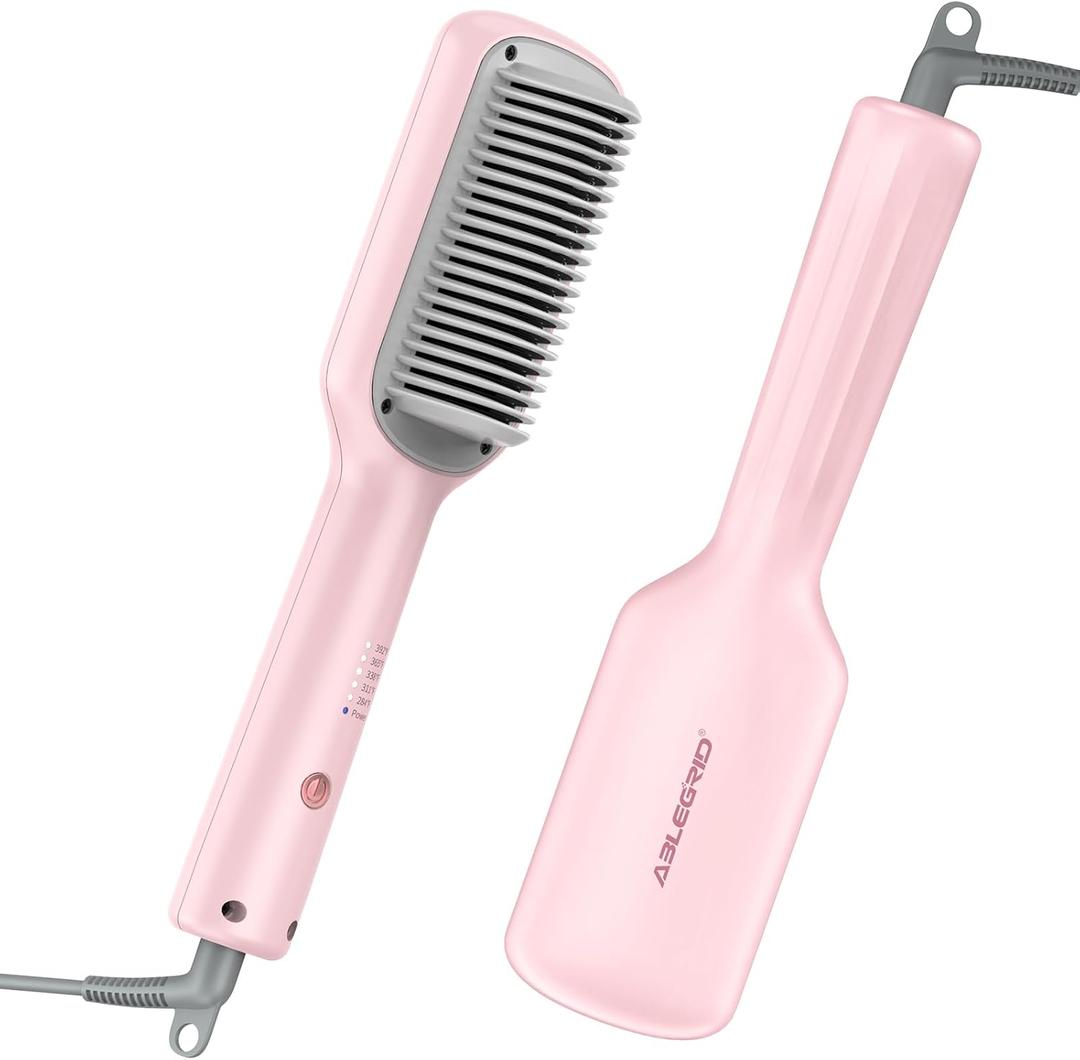 ABLEGRID Hair Straightener Brush,Straightening Comb for Women,Portable Hair Styling Wand with 5 Temps,Fast Heating,Anti Scald Support and Dual Voltage