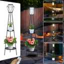 TOOTOO STAR 2 Pack Solar Outdoor Lights, 48" High Solar Floor Lamp, with Plant Holder for Garden Patio Deck Porch Outdoor Decoration (48''- Double layers)