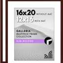 Americanflat 16x20 Picture Frame with Polished Plexiglass - Set of 2 - Use as 12x16 Frame with Mat or Display 16x20 Photo Without Mat - Galleria Collection - Picture Frames for Wall Display - Mahogany