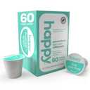 happy coffee light roast coffee pods, 60 count, notes of toasted biscotti and levity, compatible with most K-cup brewers, rainforest alliance certified