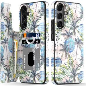 LETO for Samsung Galaxy A15 5G Wallet Case - Flip Folio Leather Kickstand - Credit Card Holder - Fashionable Flower Designs - Protective Phone Cover for Women and Girls - 6.5" - Coconut Trees