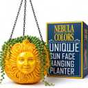Fun & Unique Sun Face Hanging Planter Quirky Celestial Decor for Plant Lovers  Indoor Outdoor Flower Basket for Succulents & Small Plants  Decorative Garden Yard Art