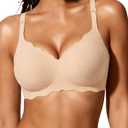 Gailife Scalloped Jelly Bras for Women No Underwire Wireless Seamless Push Up Bralettes Soft Comfort Everyday Tshirt Bra -ND,L Nude