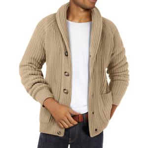 Ryannology Mens Shawl Neck Cardigan Sweater Cable Knit Button Up Closure with Pockets Winter Sweaters Outerwear (XX-Large)