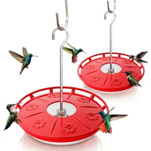 Kingsyard 2 Pack 16 OZ Disc Hummingbird Feeders for Outdoors Hanging, 6 Bee Proof Feeding Ports Leak-Proof Humming Nectar Bird Feeder, Ant Moat Easy Clean, Jelly Oriole Feeders, Garden Dcor Gifts