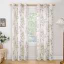 BGment Linen Curtains for Living Room 84 Inch Length 2 Panels Set Floral Leaf Patterns, Light Filtering Privacy Window Curtains for Bedroom Boho Farmhouse Vintage, Each 42 Inch Wide, Sage Green