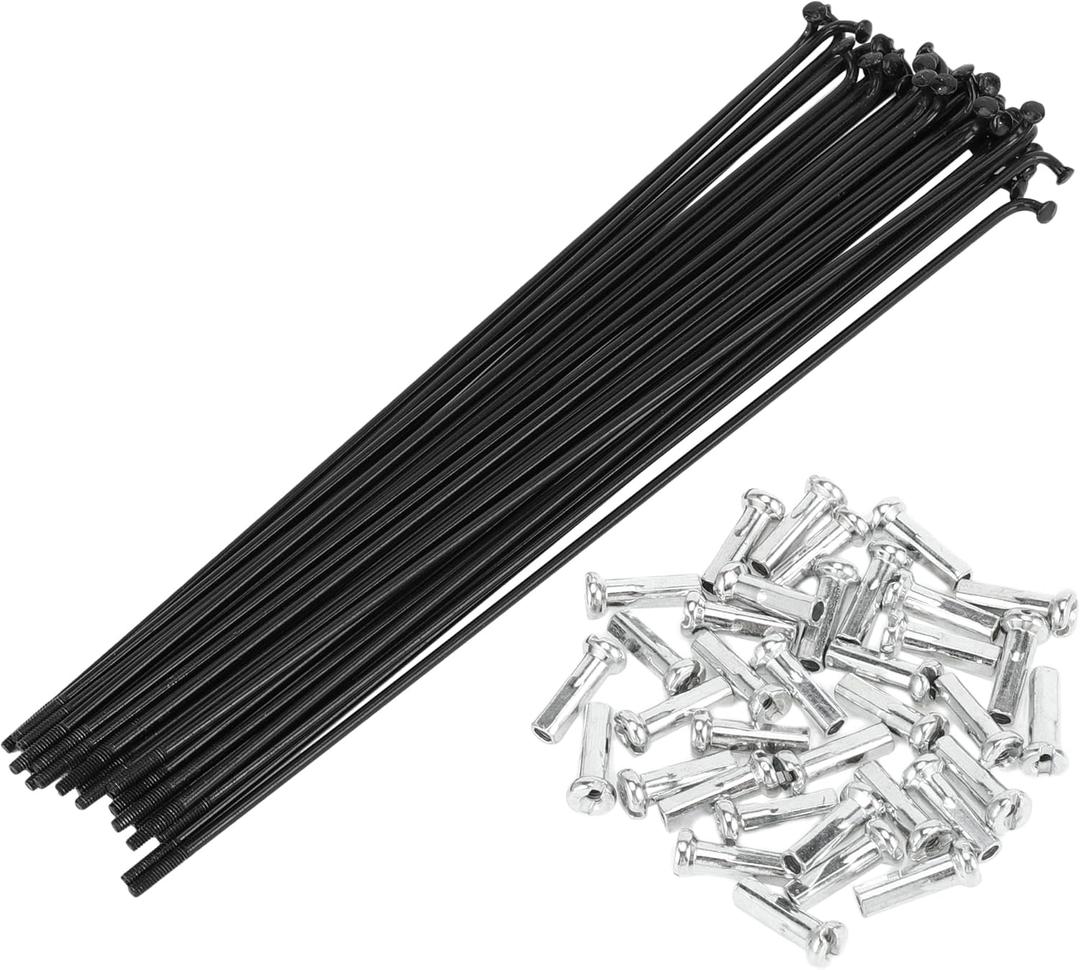 Motoforti Universal Bicycle Spokes Bike Wheel Spokes 14G Carbon Steel Black 1 Set (205mm)