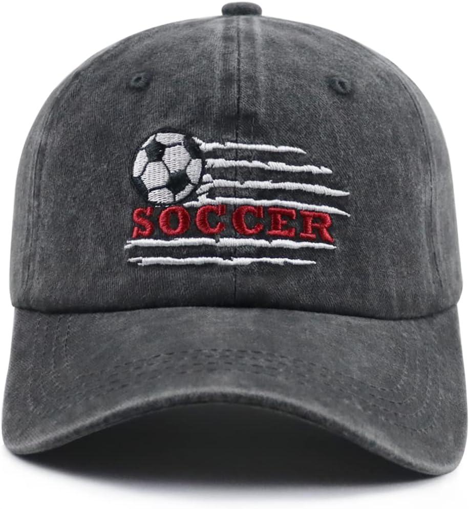 Soccer Hat for Men Women, Adjustable Embroidery Sport Baseball Cap