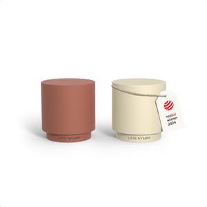 LARS NYSM Mini Salt and Pepper Shakers Set | Stainless Steel Salt and Pepper Shakers with Modern Minimalist Design, Easy Refill, Small Size (Red/Beige)