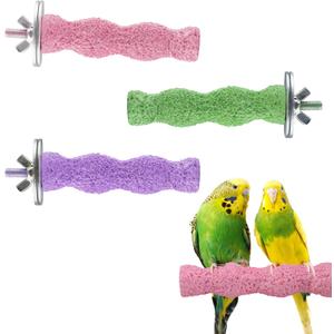 3-Piece Bird Beak Grinding Stone, Resin Parrot Perch for Cage, 5.7-Inch Nail Trimmer and Claws Grinding Stick for Parakeets, Cockatiels, Hamsters, and Chinchillas