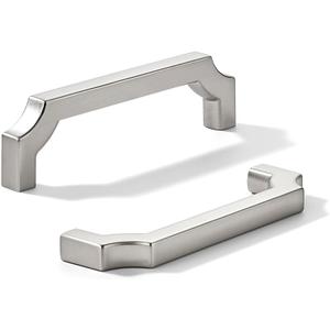 khtumeware 10-Pack 3-1/2 Inch Square Brushed Satin Nickel Cabinet Pulls, Solid Zinc Alloy Heavy-Duty Handles for Kitchen/Bathroom Cabinets, Drawers & Cupboards (3-1/2 Inch Center to Center)