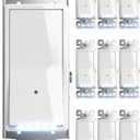 10Pack SOZULAMP-Illuminated-Light-Switch with Night Light, No Neutral Wire, Single Pole Decorator Rocker Switch, Dusk to Dawn LED Guide Light for Hallway Bathroom Stairs, 15A 120/277V, White