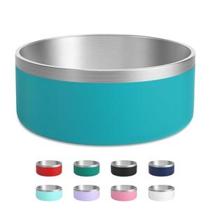 LIHOOOOM Stainless Steel Dog Bowl - Metal Water and Food Dish for Large Dogs, Insulated, Non-Slip, Easy Clean, 64oz, LakeBlue