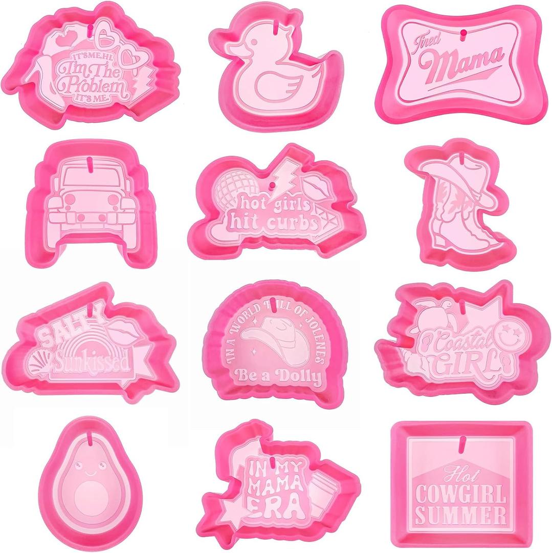 (300 Design Optional) MUBYOK M533 12 Pcs Silicone Freshie Mold for Baking Aroma Beads Car Freshie Supplies