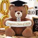 Graduation Teddy Bear 2026 11.2 Inch Graduation Gifts with Gift Card Slot Cute Congrats Stuffed Animal with Cap Embroidery Congrats Class of 2026 for Graduates Party Favor