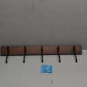 Amazon Basics Rectangular Wall-Mounted Farmhouse Coat Rack, 5 Hook, Light Walnut
