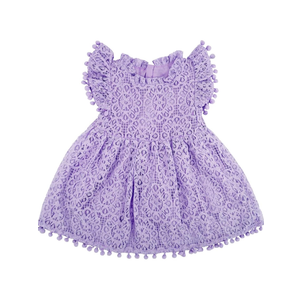 BGFKS Baby Girl Tutu Dress Elegant Lace Pom Pom Flutter Sleeve with Flower Headband Set, 80