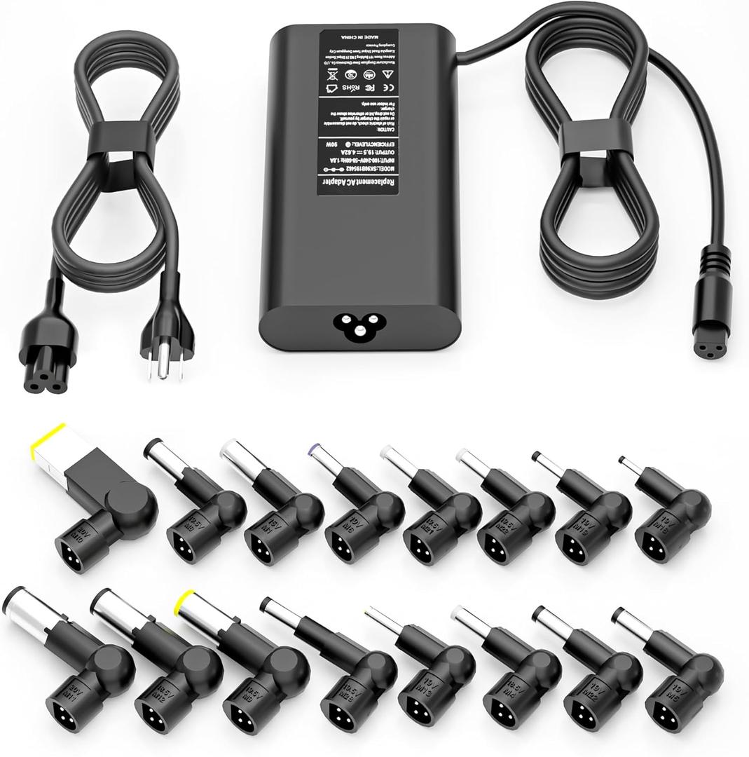 SZGUDULO 90W Slim Universal Laptop Charger Fast Adapter Compatible with Dell HP Acer Asus Lenovo IBM Sony Fujitsu Gateway Notebook Ultrabook Chromebook Power Supply Cord with 16 Tips