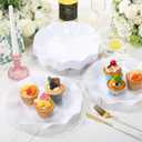 Zhehao 25 Pcs 10 Inch White Scalloped Plastic Plates Breakproof Light Weight Dessert Dinner Appetizer Plates for Wedding Baby Shower Bridal Gender Reveal Birthday Pastel Party Supplies
