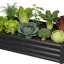X0050RDC1N Raised Garden Bed 2 Pack 8x4x1FT, Premium Galvanized Raised Garden Bed, Large Raised Garden Beds Outdoor for Deep-Rooted Vegetables, Flowers, Green and Herbs, Black