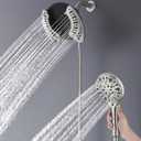 INAVAMZ 2-in-1 Shower Head with Handheld Combo: Rainfall Shower Head & Detachable Shower Head Use Together or Alone, 9 Spray Settings Showerhead with Hose Nickel, Shower Trim Systems