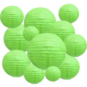 20Pcs Green Paper Lanterns for Parties, 6 8 10 12 Chinese Asian Hanging Round Paper Lanterns for Birthday Wedding Halloween Christmas Home Decor Party Decor