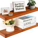 Imperative Dcor Heavy Duty Floating Shelves for Wall Long - Handmade Natural Wood Floating Shelves Kitchen, Bathroom, Wooden Shelf for Wall - Light Walnut 36 inch Long Wood Shelf of 2 - (36"x 6.5")