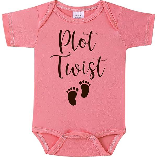 Plot Twist Infant Bodysuits, Baby Announcement Grandparents, Newborn Fashion Short Sleeves Clothes, Pink XS