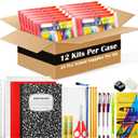 12 Sets Back to School Supplies Kit for Students Grade 7-12 Donation Kits Back to School Supplies Bundle Essentials Includes Folder Highlighters Crayons Notebooks Scissors and More