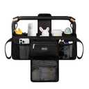 TOPDesign Universal Baby Stroller Organizer, Double Stroller Caddy with Detachable Mesh Bag & Heightened Insulated Cup Holders & Non-Slip Secure Hooks Accessories, Fits Most Strollers (Black)