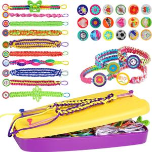Friendship Bracelet Making Kit Toys, Ages 7 8 9 10 11 12 Year Old Girls Gifts Ideas, Birthday Present for Teen Girl, Arts and Crafts String Maker Tool, Bracelet DIY, Kids Travel Activity Set (Yellow)