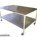 EnduraSteel Stainless Steel Mobile Prep Table with Powder-Coated Mild Steel Frame