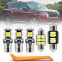 10pcs LED White Interior Lights Bulb for 2022- Nissan Pathfinder R53 5th Gen LED Interior Light Bulbs Map Dome Step Door Lamp Cargo Light Super Bright 6000K Interior Bulbs + Install Tool